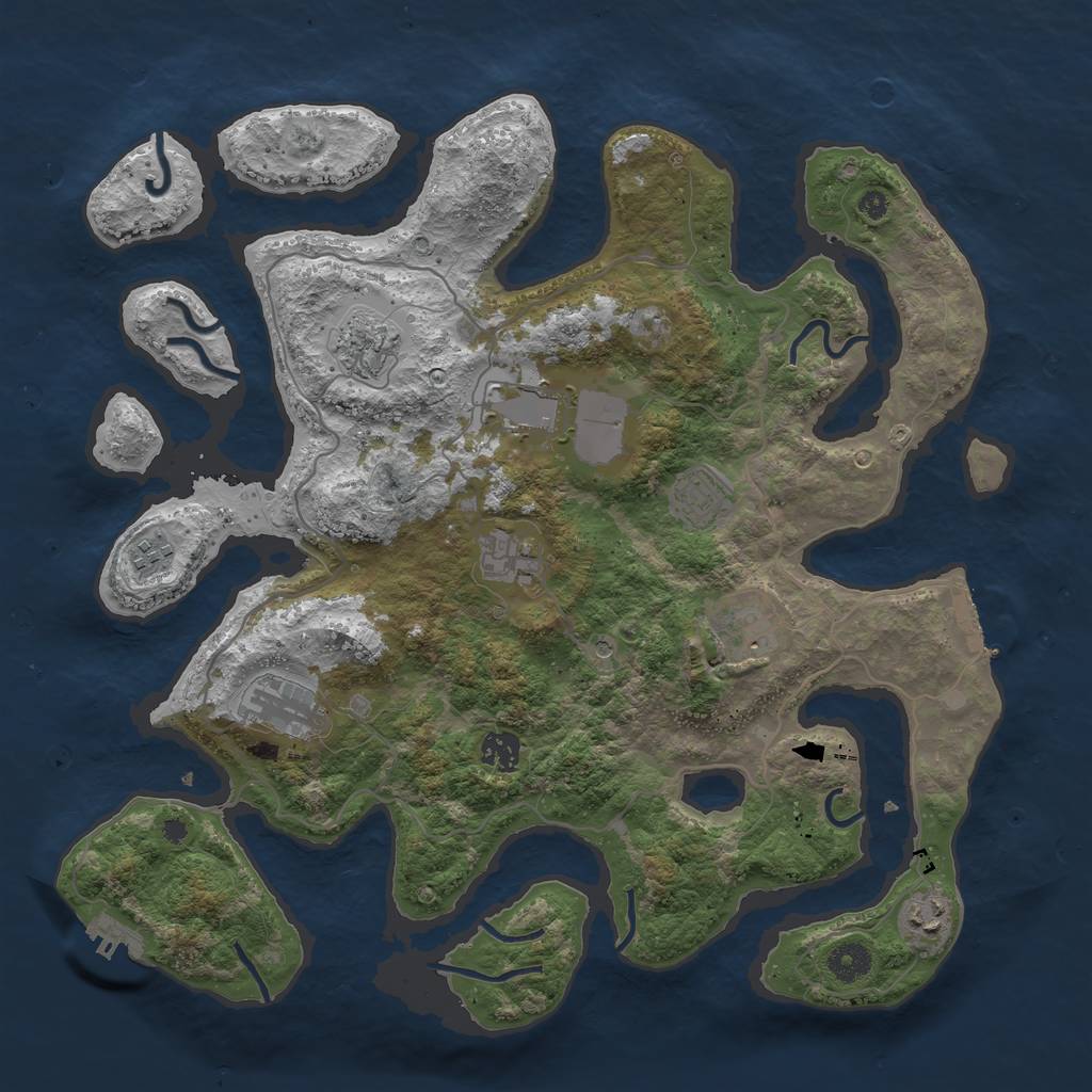 Rust Map: Procedural Map, Size: 4000, Seed: 689289440, 14 Monuments