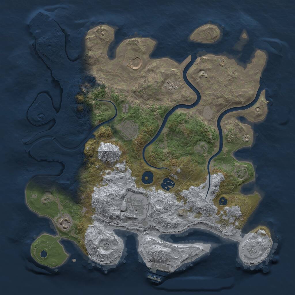 Rust Map: Procedural Map, Size: 3500, Seed: 589, 12 Monuments