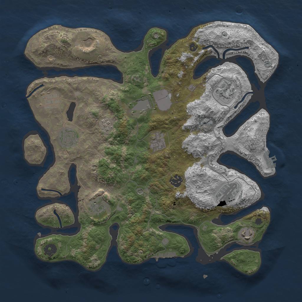 Rust Map: Procedural Map, Size: 3750, Seed: 1573218109, 16 Monuments