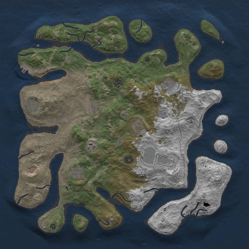 Rust Map: Procedural Map, Size: 4250, Seed: 308629, 14 Monuments