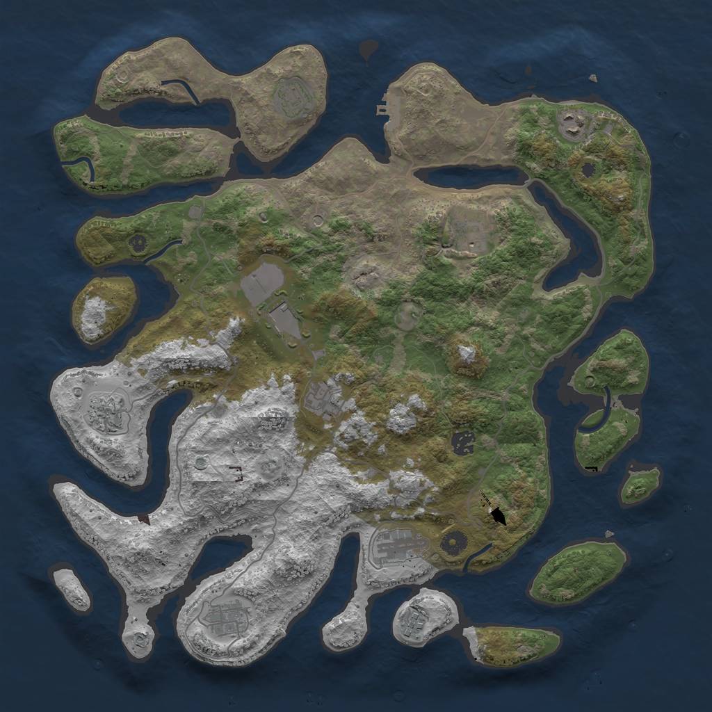 Rust Map: Procedural Map, Size: 4250, Seed: 323762, 14 Monuments