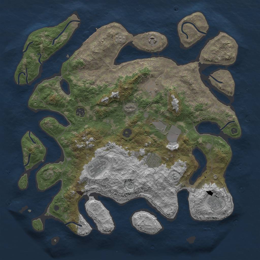 Rust Map: Procedural Map, Size: 4250, Seed: 276483, 12 Monuments