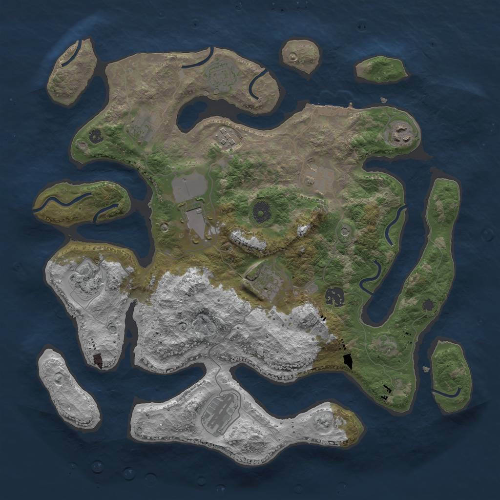 Rust Map: Procedural Map, Size: 3750, Seed: 288793745, 14 Monuments