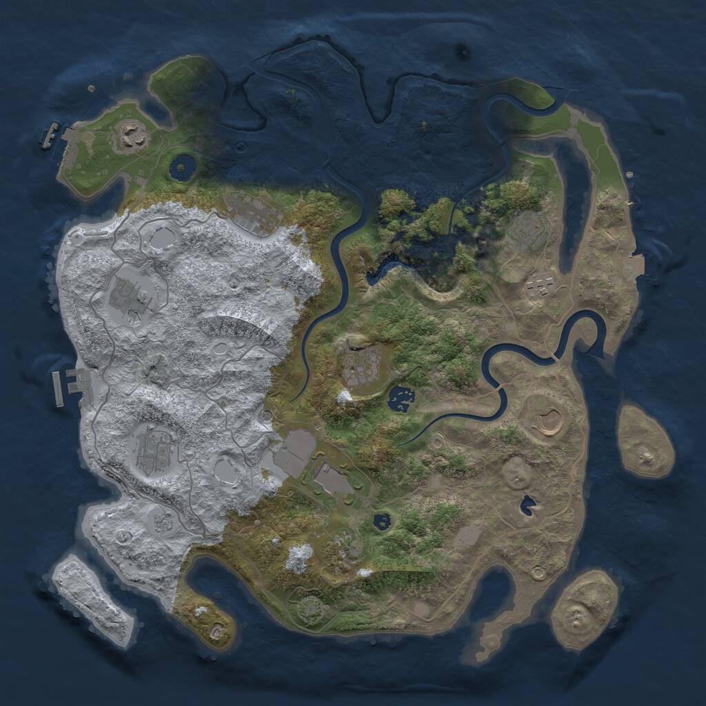 Rust Map: Procedural Map, Size: 4000, Seed: 49877429, 17 Monuments