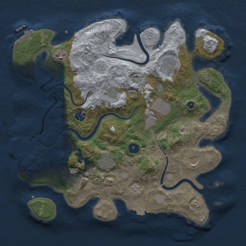 Rust Map: Procedural Map, Size: 3500, Seed: 878509, 15 Monuments