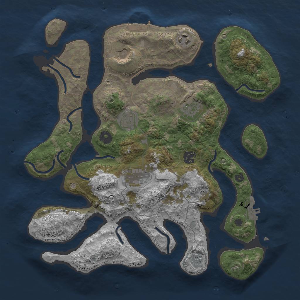 Rust Map: Procedural Map, Size: 3500, Seed: 674813, 12 Monuments