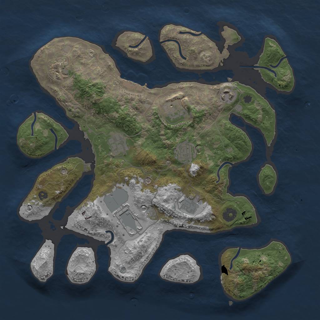Rust Map: Procedural Map, Size: 3500, Seed: 502971, 11 Monuments
