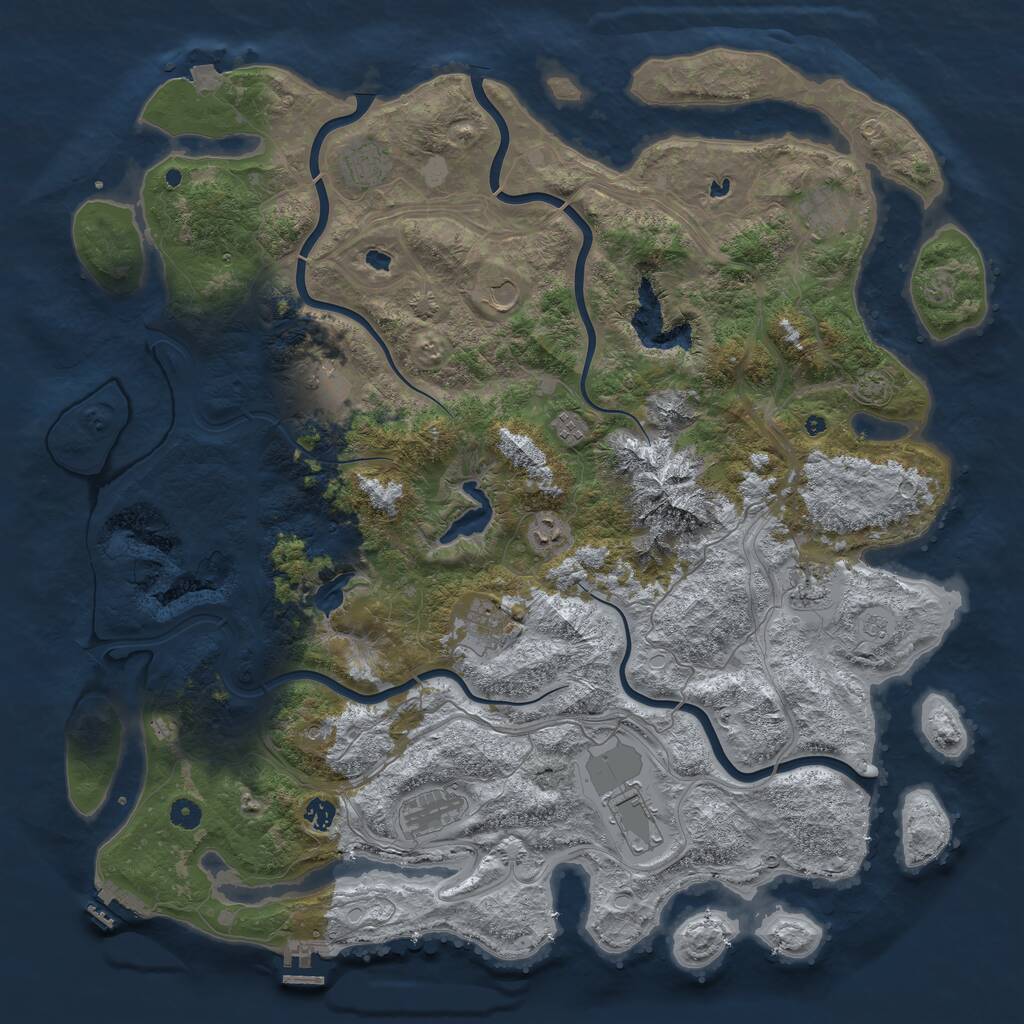 Rust Map: Procedural Map, Size: 5000, Seed: 3838, 17 Monuments