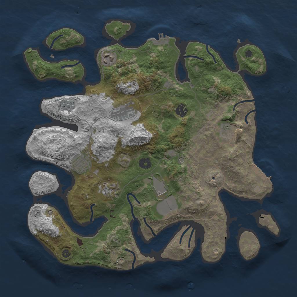 Rust Map: Procedural Map, Size: 3700, Seed: 849636556, 13 Monuments