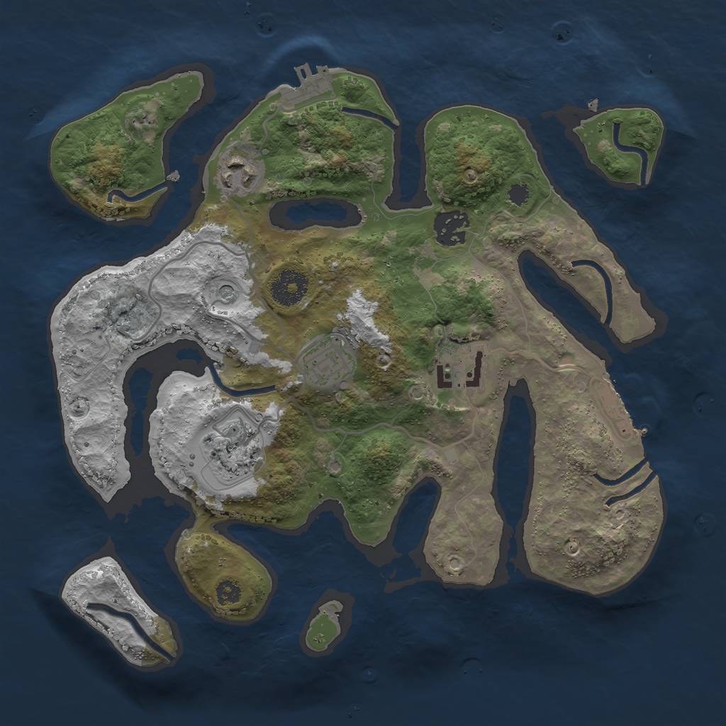 Rust Map: Procedural Map, Size: 3000, Seed: 87673, 10 Monuments