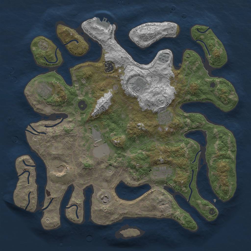 Rust Map: Procedural Map, Size: 4000, Seed: 73981481, 13 Monuments