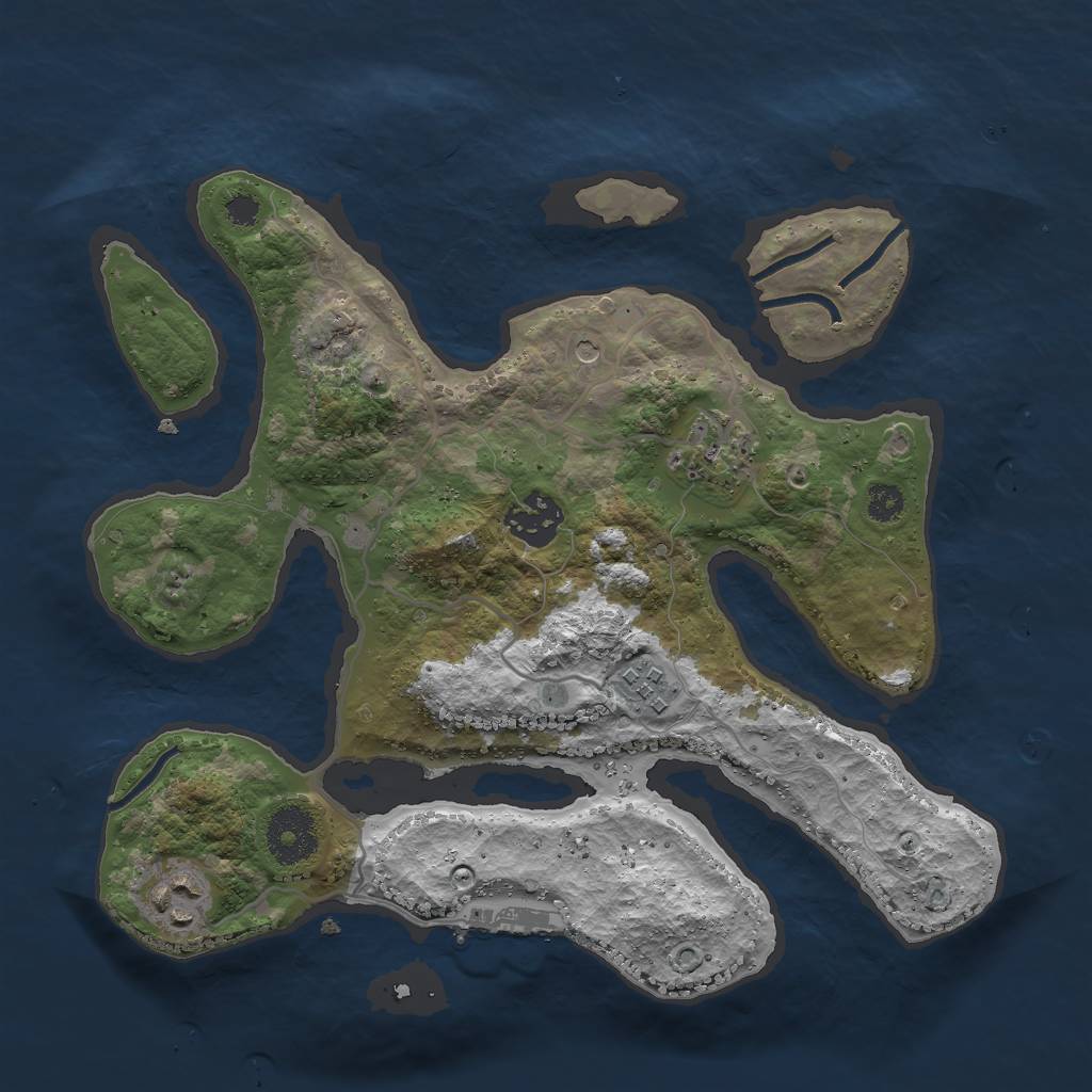 Rust Map: Procedural Map, Size: 3000, Seed: 151183424, 8 Monuments