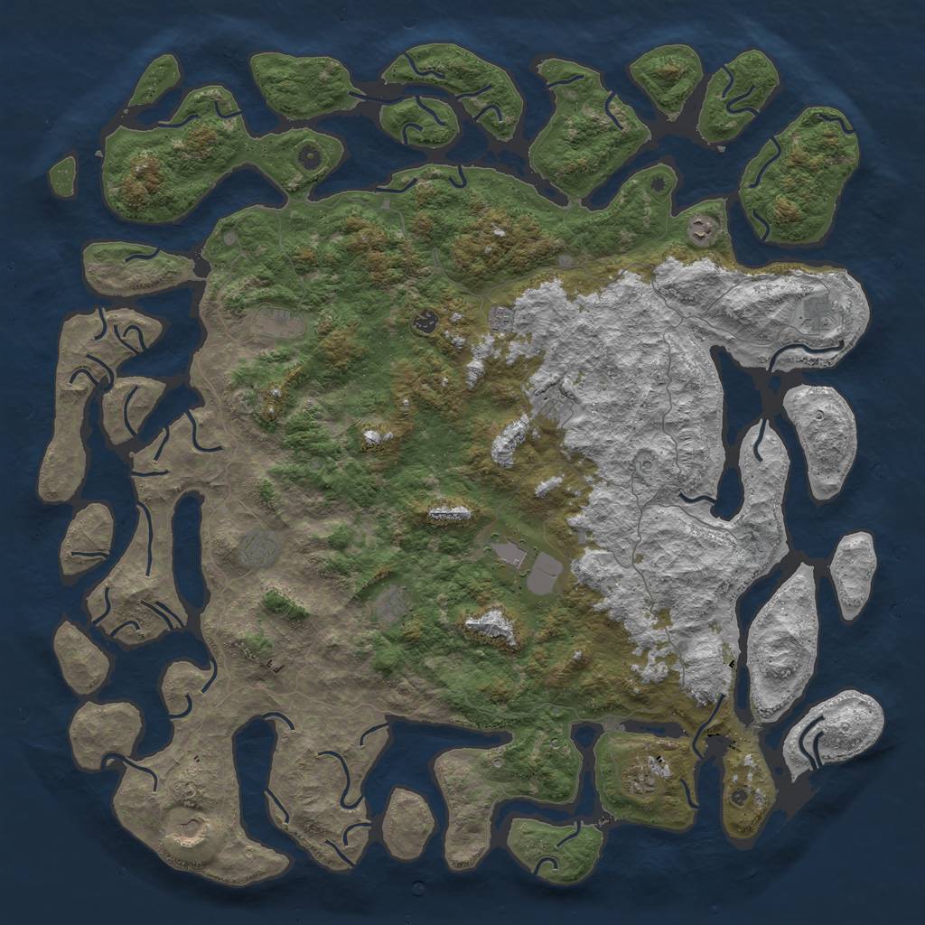 Rust Map: Procedural Map, Size: 6000, Seed: 91556, 14 Monuments