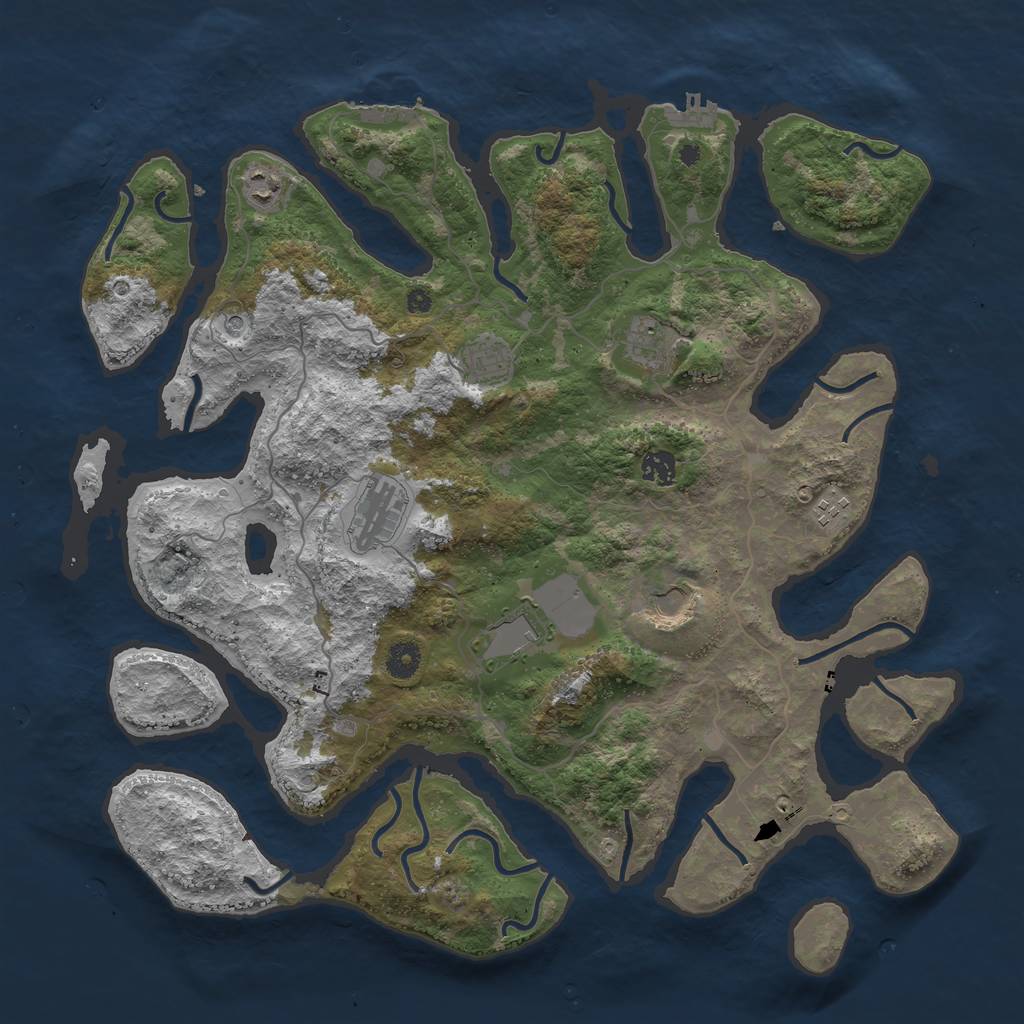 Rust Map: Procedural Map, Size: 4250, Seed: 945842, 13 Monuments