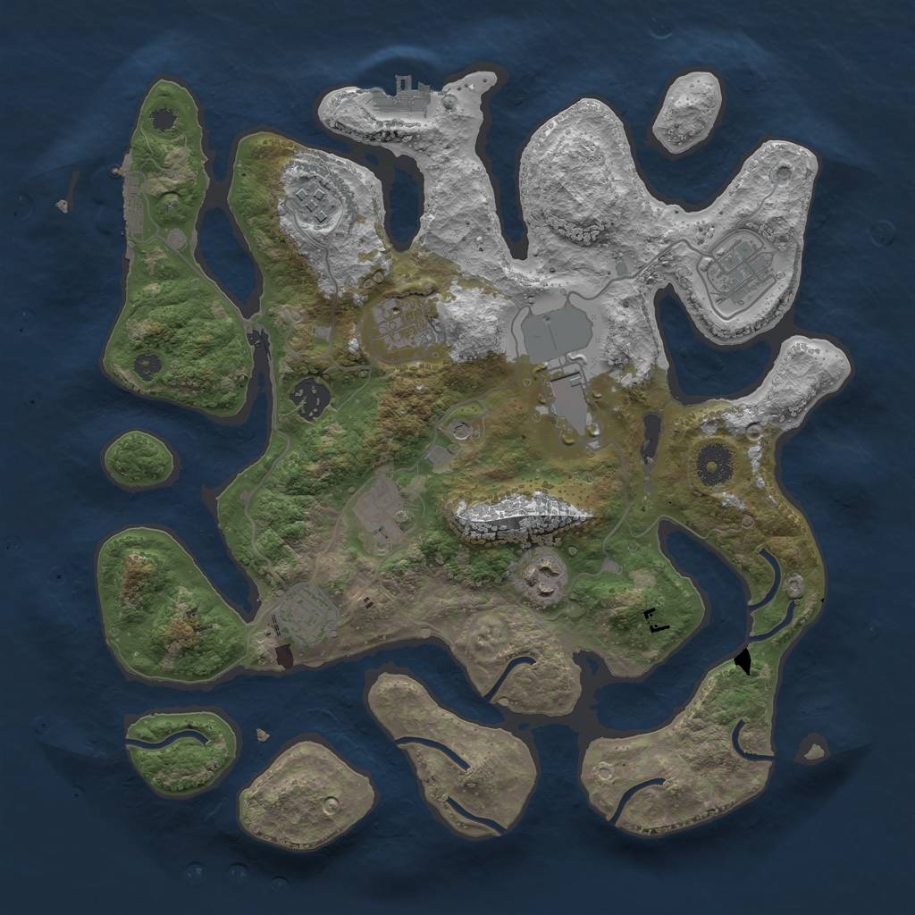 Rust Map: Procedural Map, Size: 3500, Seed: 693606, 13 Monuments