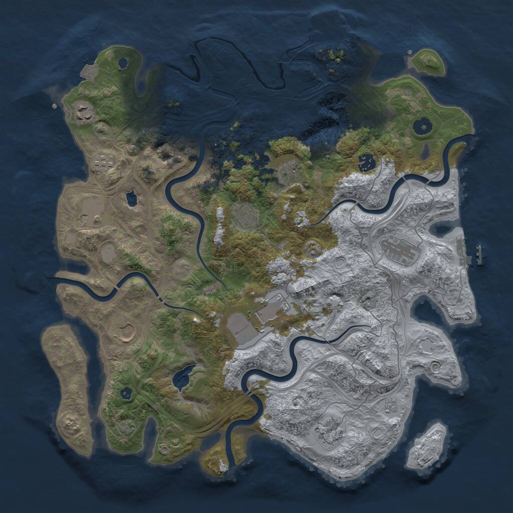 Rust Map: Procedural Map, Size: 4250, Seed: 920882, 16 Monuments