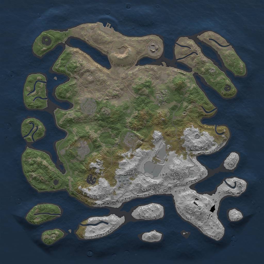 Rust Map: Procedural Map, Size: 4000, Seed: 41214, 13 Monuments