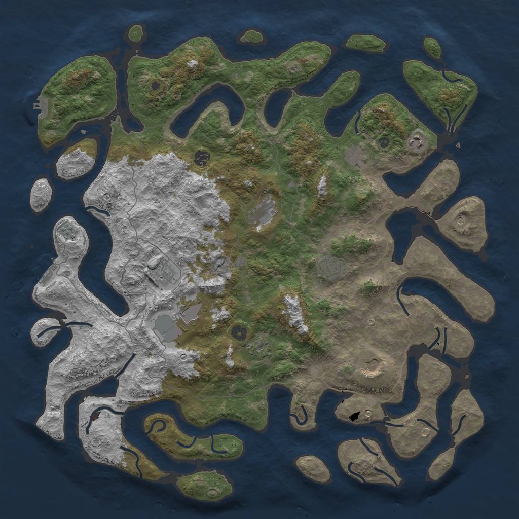 Rust Map: Procedural Map, Size: 5000, Seed: 654641, 15 Monuments