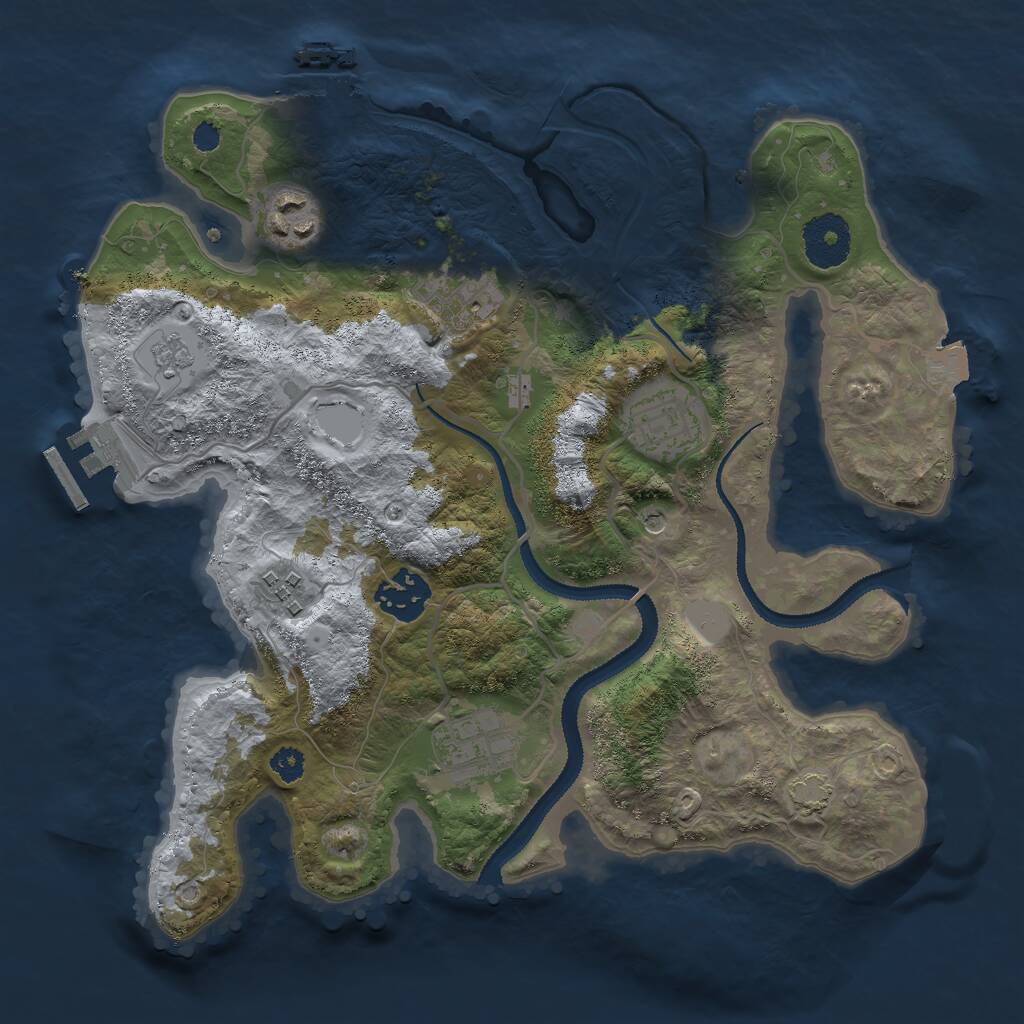 Rust Map: Procedural Map, Size: 3000, Seed: 7861, 12 Monuments