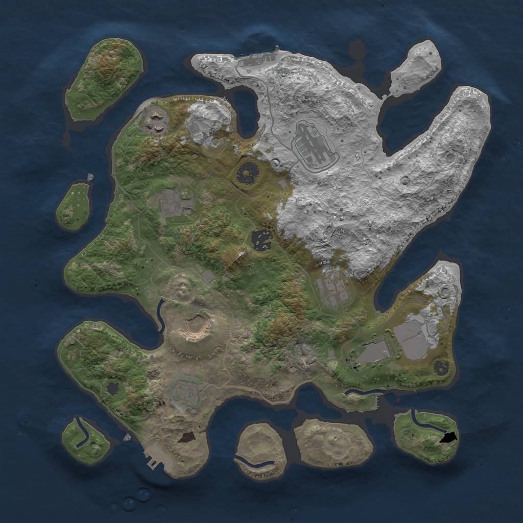 Rust Map: Procedural Map, Size: 3500, Seed: 719327651, 13 Monuments