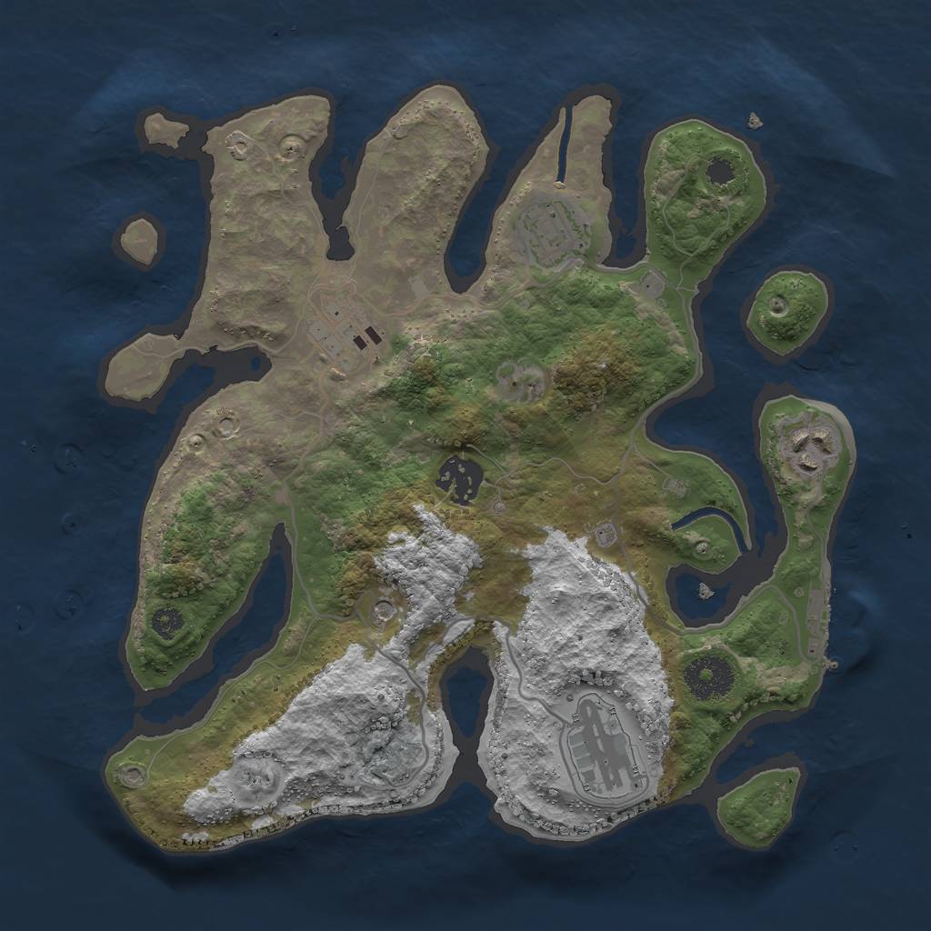 Rust Map: Procedural Map, Size: 3000, Seed: 1675619246, 9 Monuments
