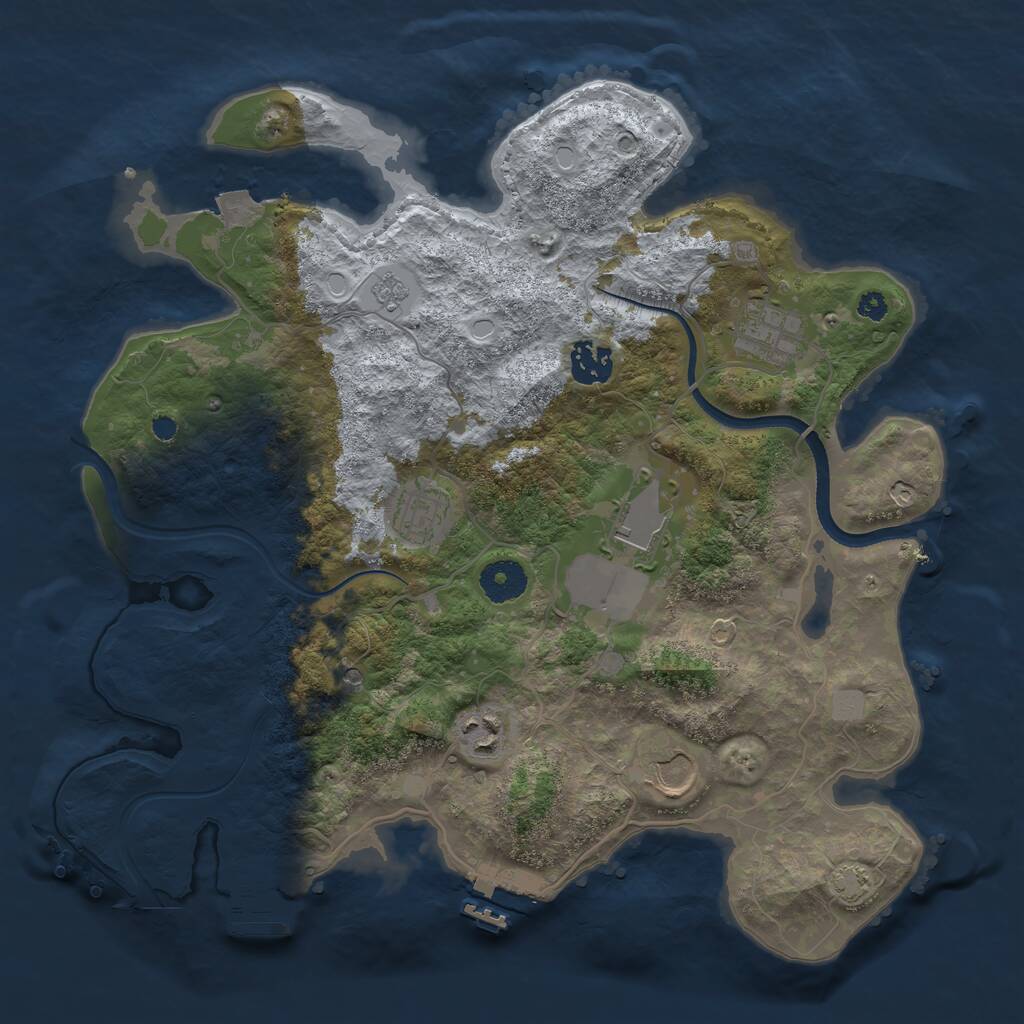 Rust Map: Procedural Map, Size: 3500, Seed: 283952, 12 Monuments