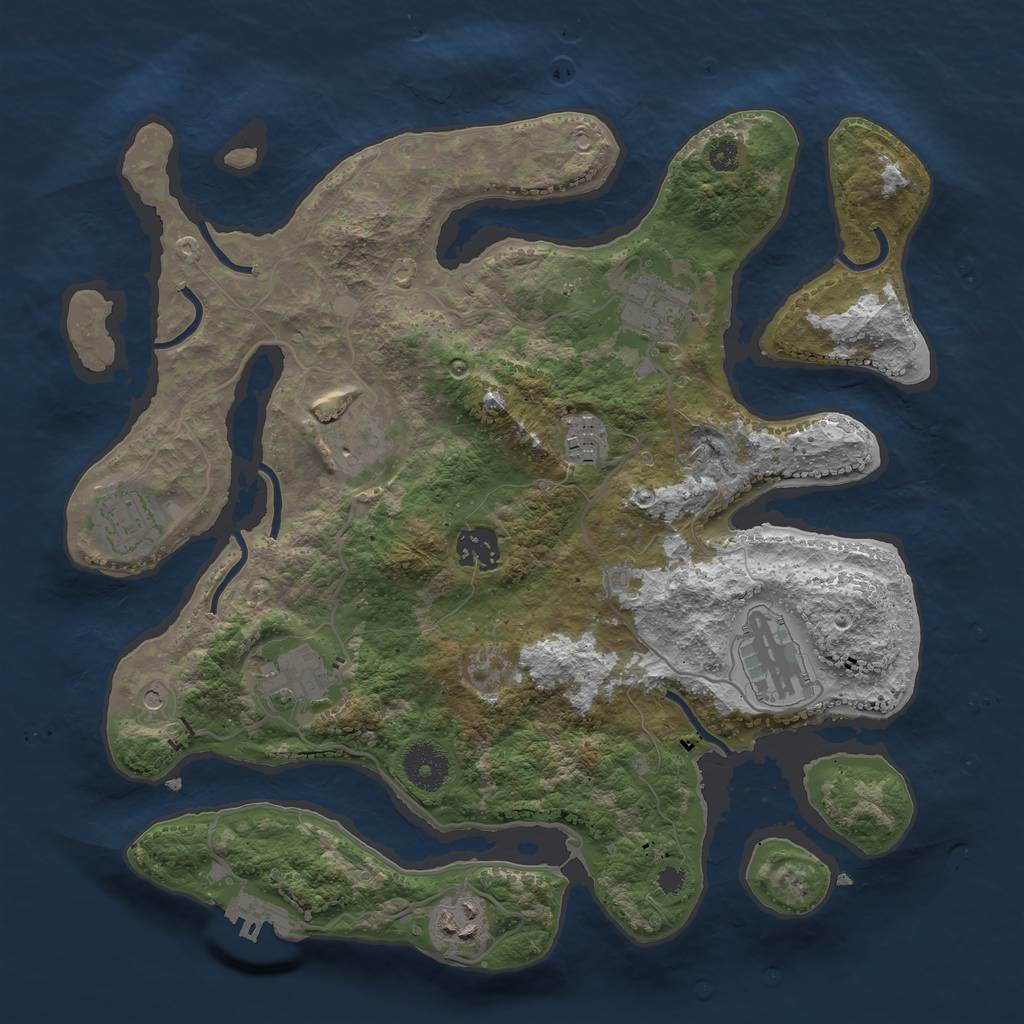 Rust Map: Procedural Map, Size: 3400, Seed: 2943, 12 Monuments