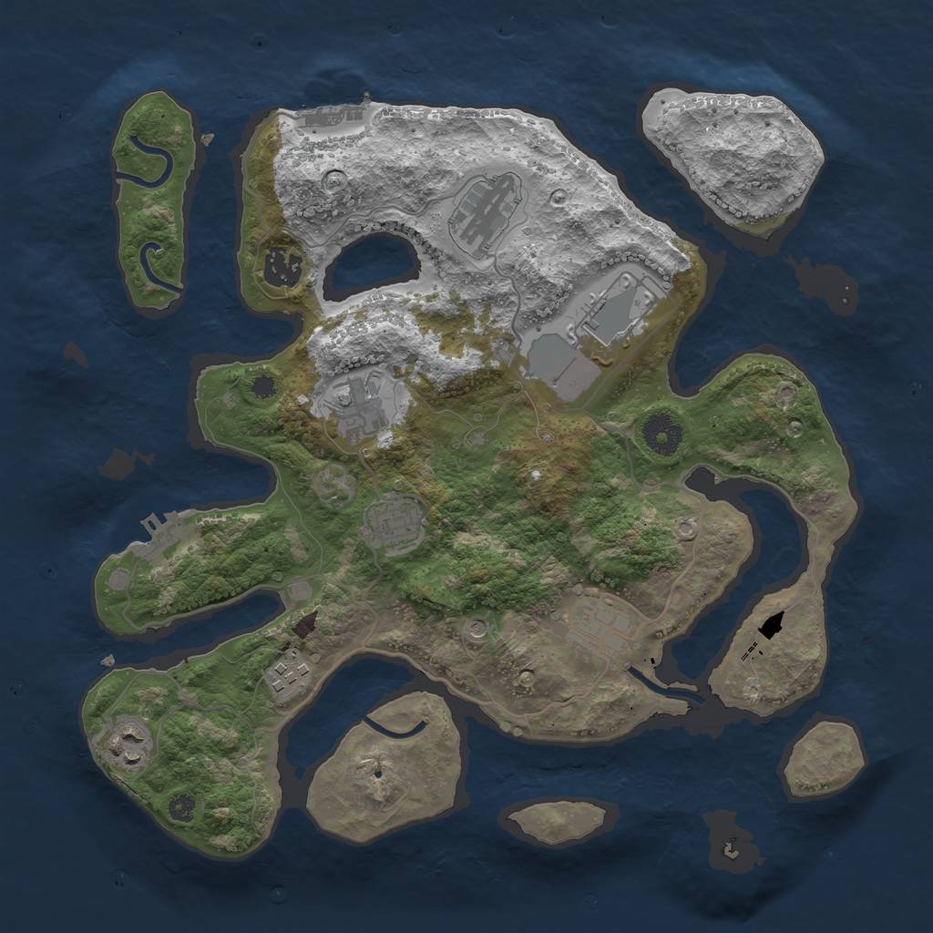 Rust Map: Procedural Map, Size: 3500, Seed: 14782, 13 Monuments