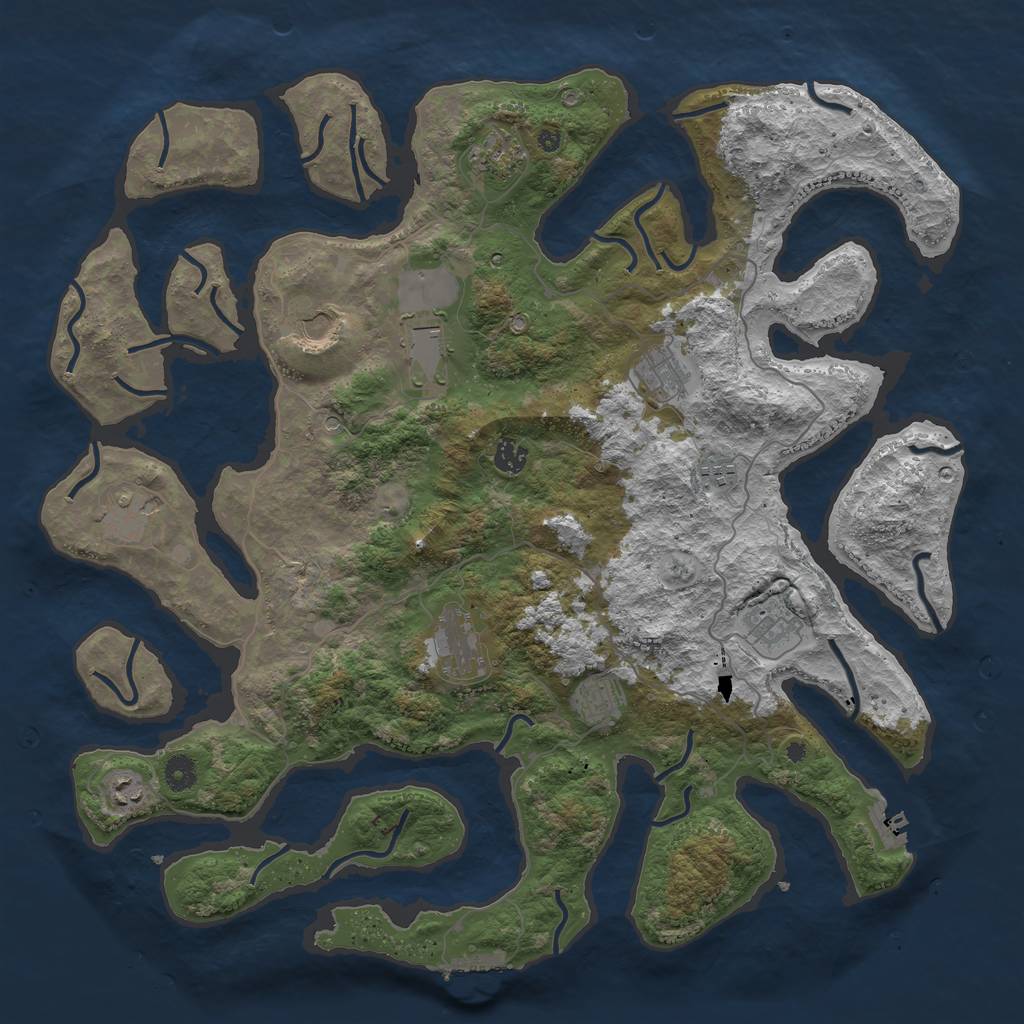 Rust Map: Procedural Map, Size: 4500, Seed: 2074533402, 16 Monuments