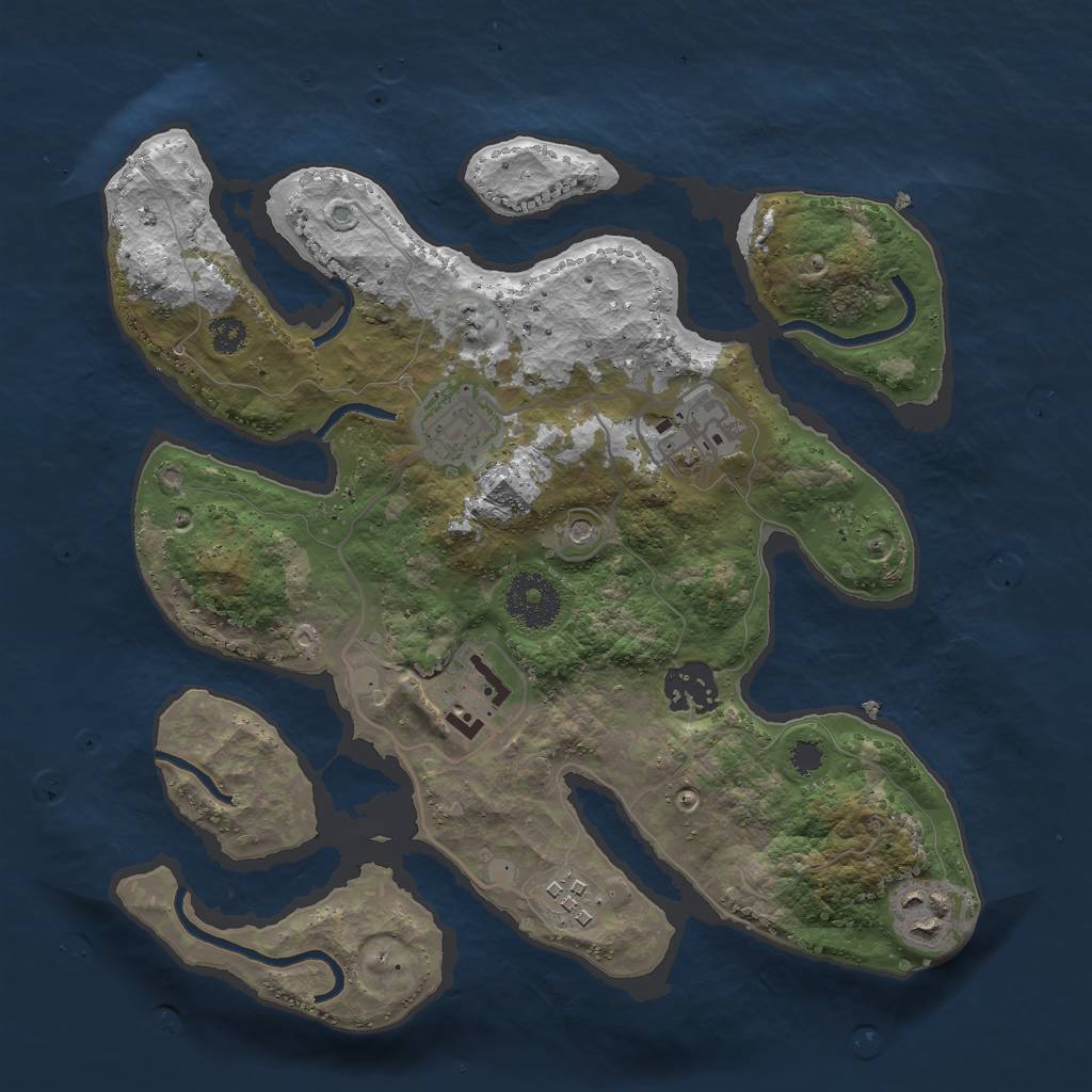 Rust Map: Procedural Map, Size: 3000, Seed: 43572, 9 Monuments