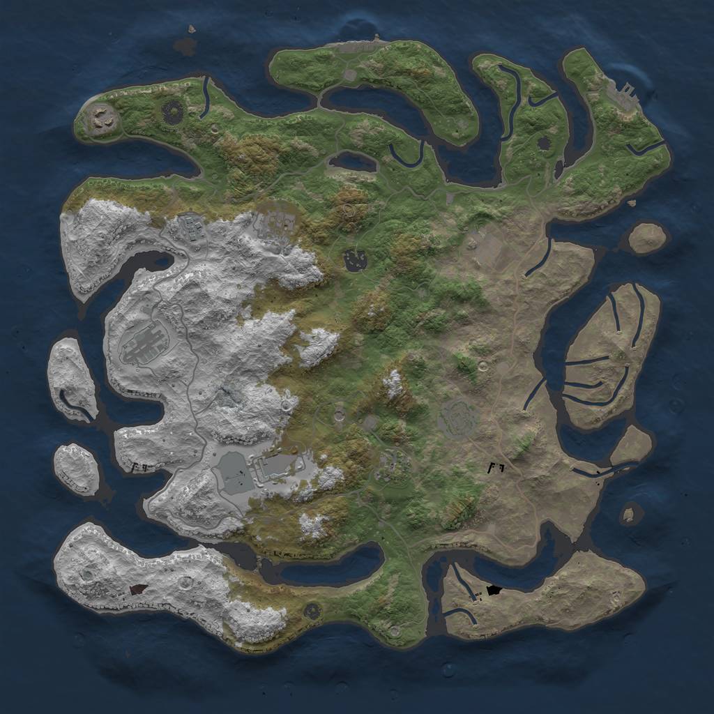 Rust Map: Procedural Map, Size: 4500, Seed: 934898, 14 Monuments