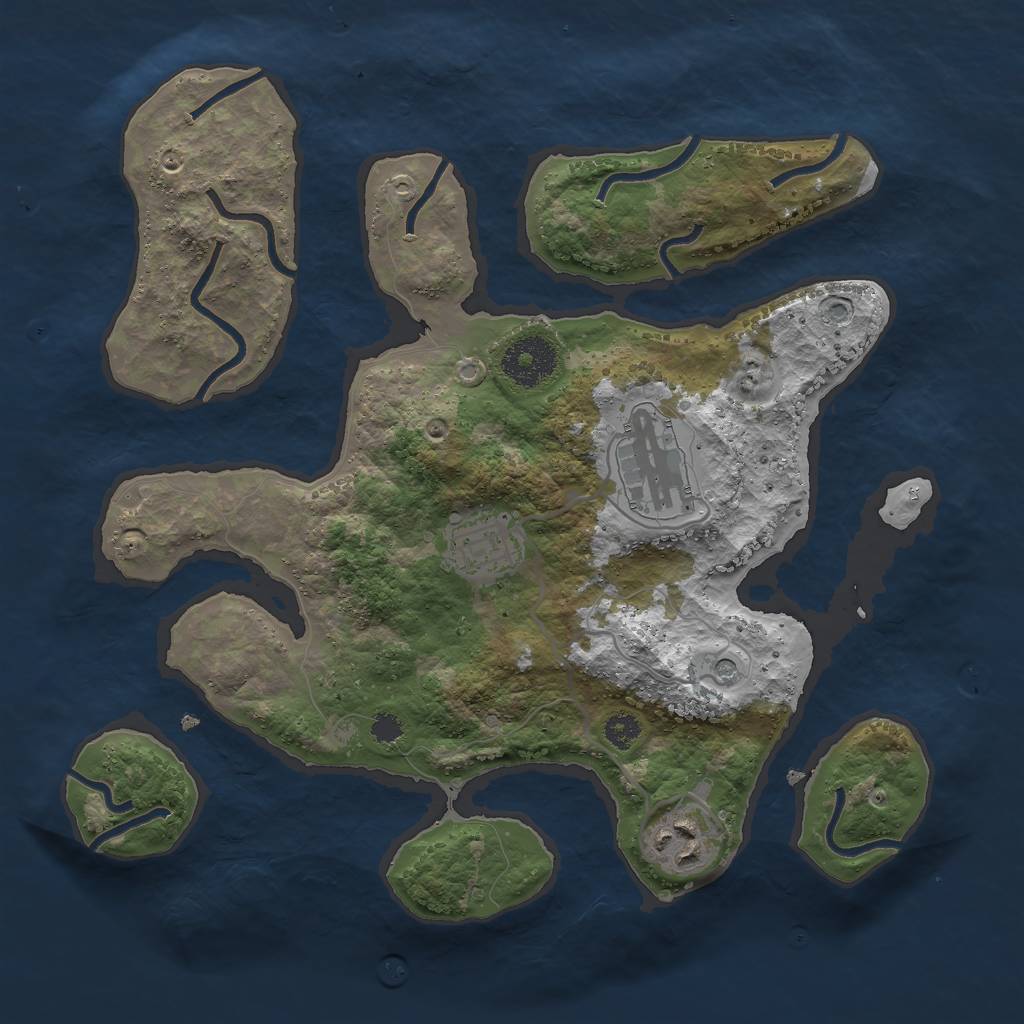 Rust Map: Procedural Map, Size: 3000, Seed: 902193, 6 Monuments