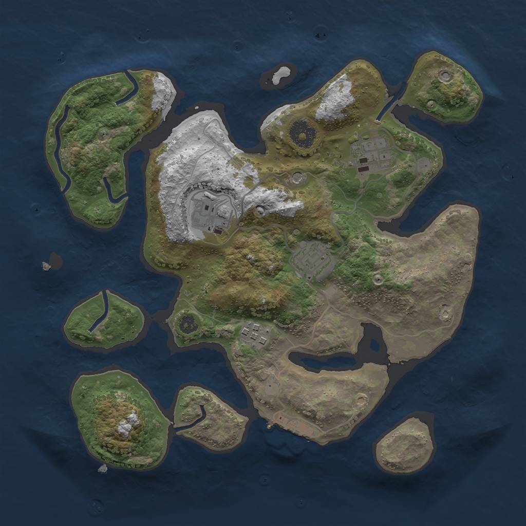 Rust Map: Procedural Map, Size: 3000, Seed: 348729662, 8 Monuments