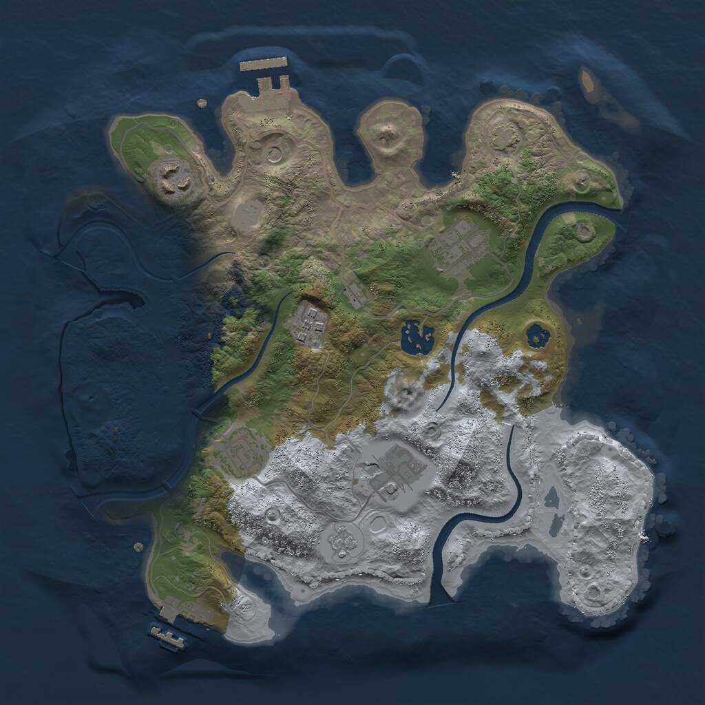 Rust Map: Procedural Map, Size: 3000, Seed: 642683684, 12 Monuments