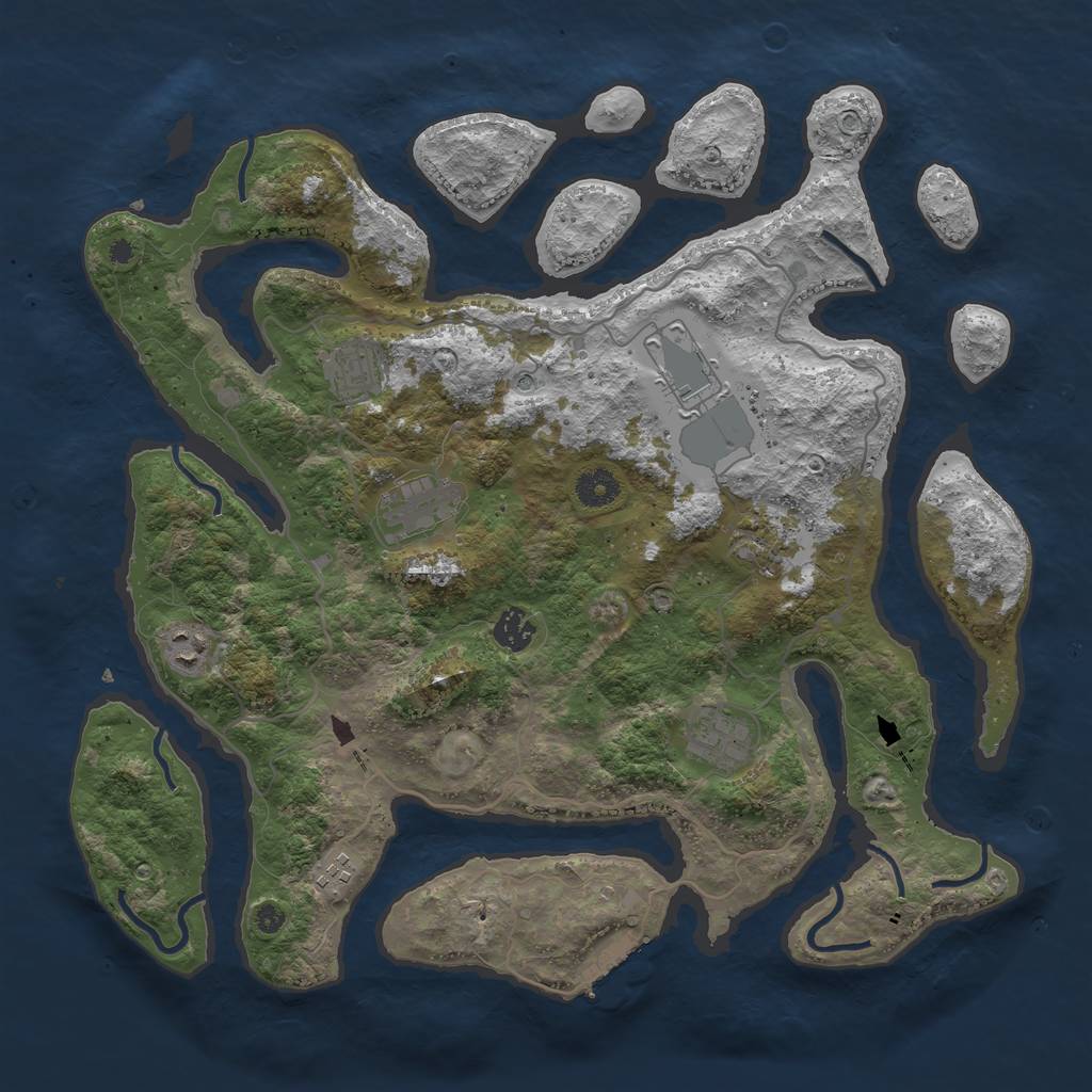 Rust Map: Procedural Map, Size: 4000, Seed: 281786688, 12 Monuments