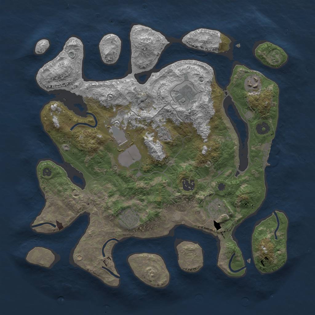 Rust Map: Procedural Map, Size: 3600, Seed: 52610216, 10 Monuments