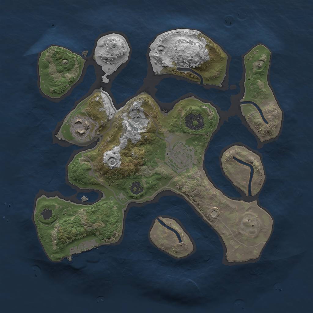 Rust Map: Procedural Map, Size: 2500, Seed: 793197, 6 Monuments