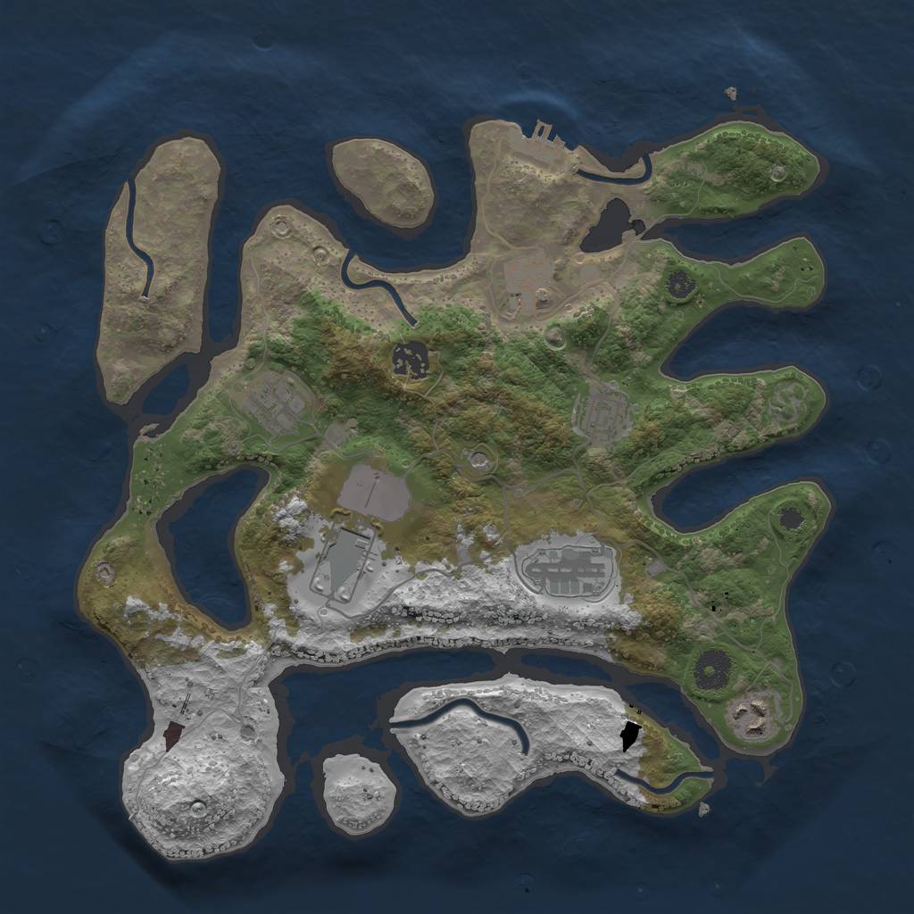 Rust Map: Procedural Map, Size: 3500, Seed: 705205, 11 Monuments