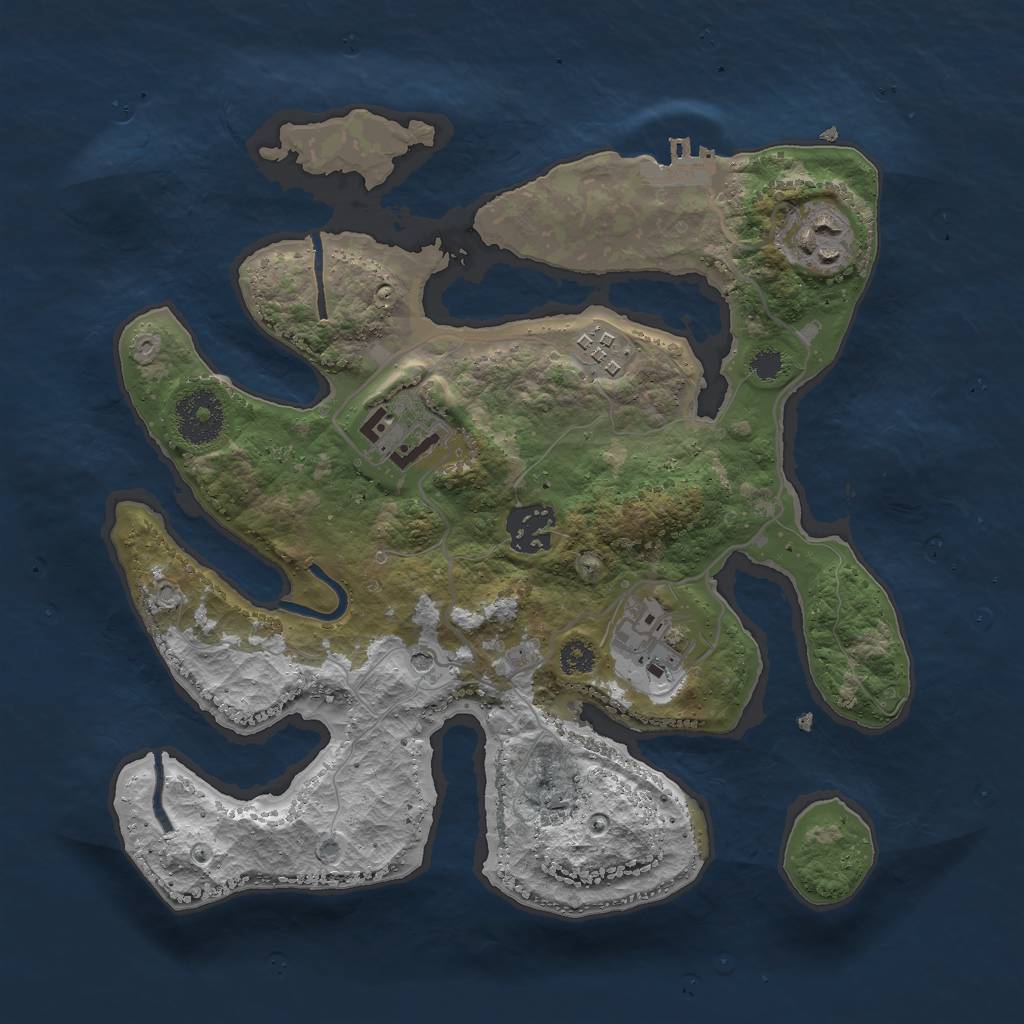 Rust Map: Procedural Map, Size: 3000, Seed: 734983086, 9 Monuments