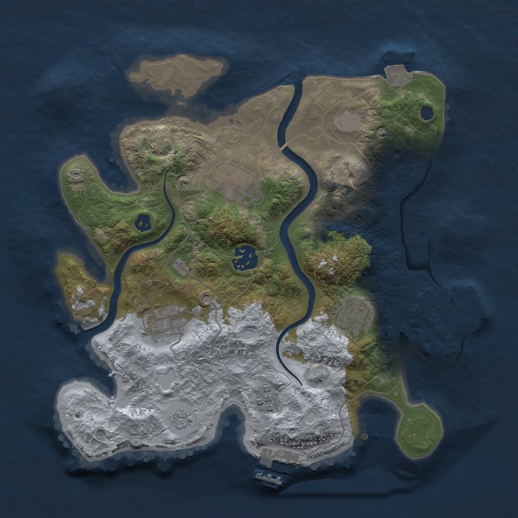 Rust Map: Procedural Map, Size: 3000, Seed: 734983086, 11 Monuments
