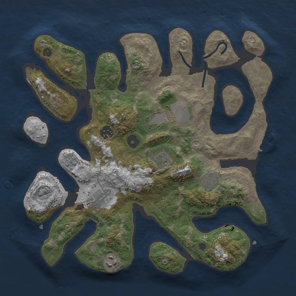 Rust Map: Procedural Map, Size: 3500, Seed: 756519, 11 Monuments