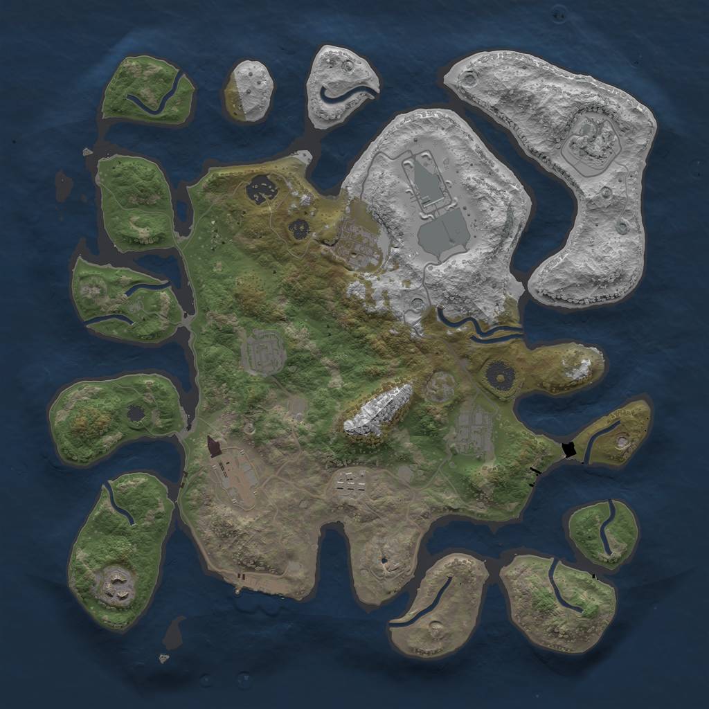 Rust Map: Procedural Map, Size: 3700, Seed: 365183088, 13 Monuments