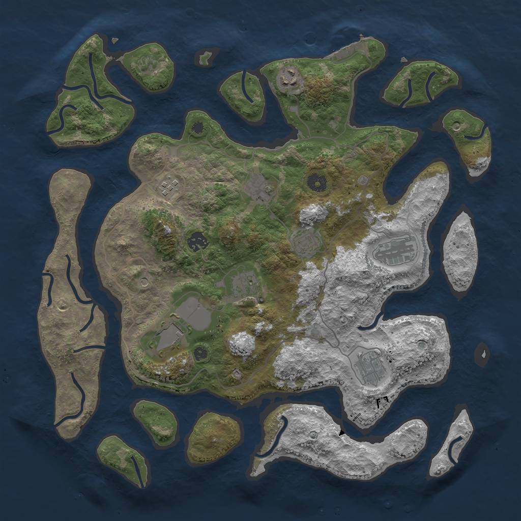 Rust Map: Procedural Map, Size: 4000, Seed: 1807215429, 13 Monuments