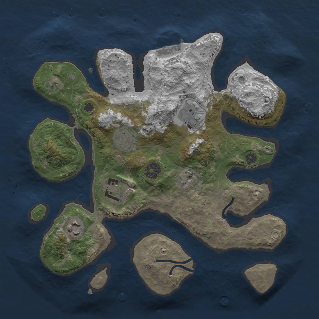 Rust Map: Procedural Map, Size: 3000, Seed: 2422595, 7 Monuments