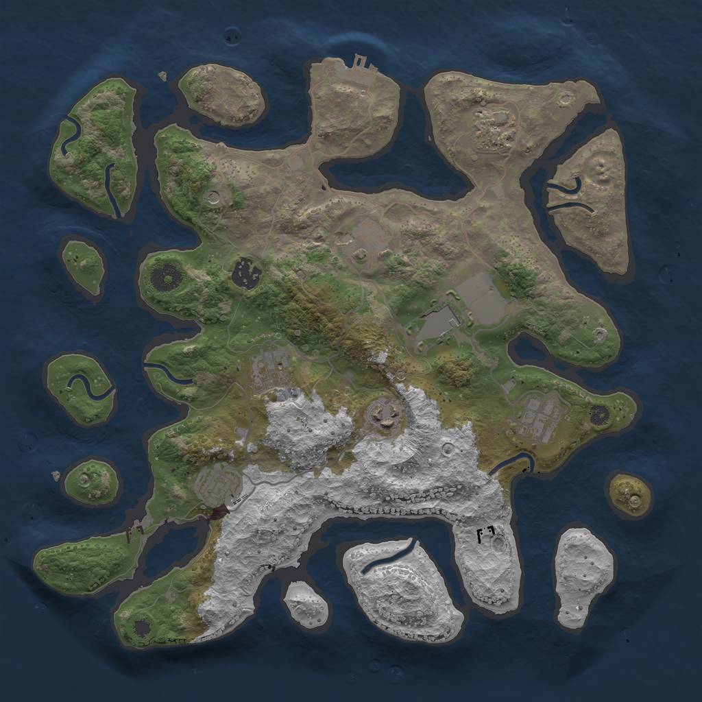 Rust Map: Procedural Map, Size: 3600, Seed: 9632145, 12 Monuments