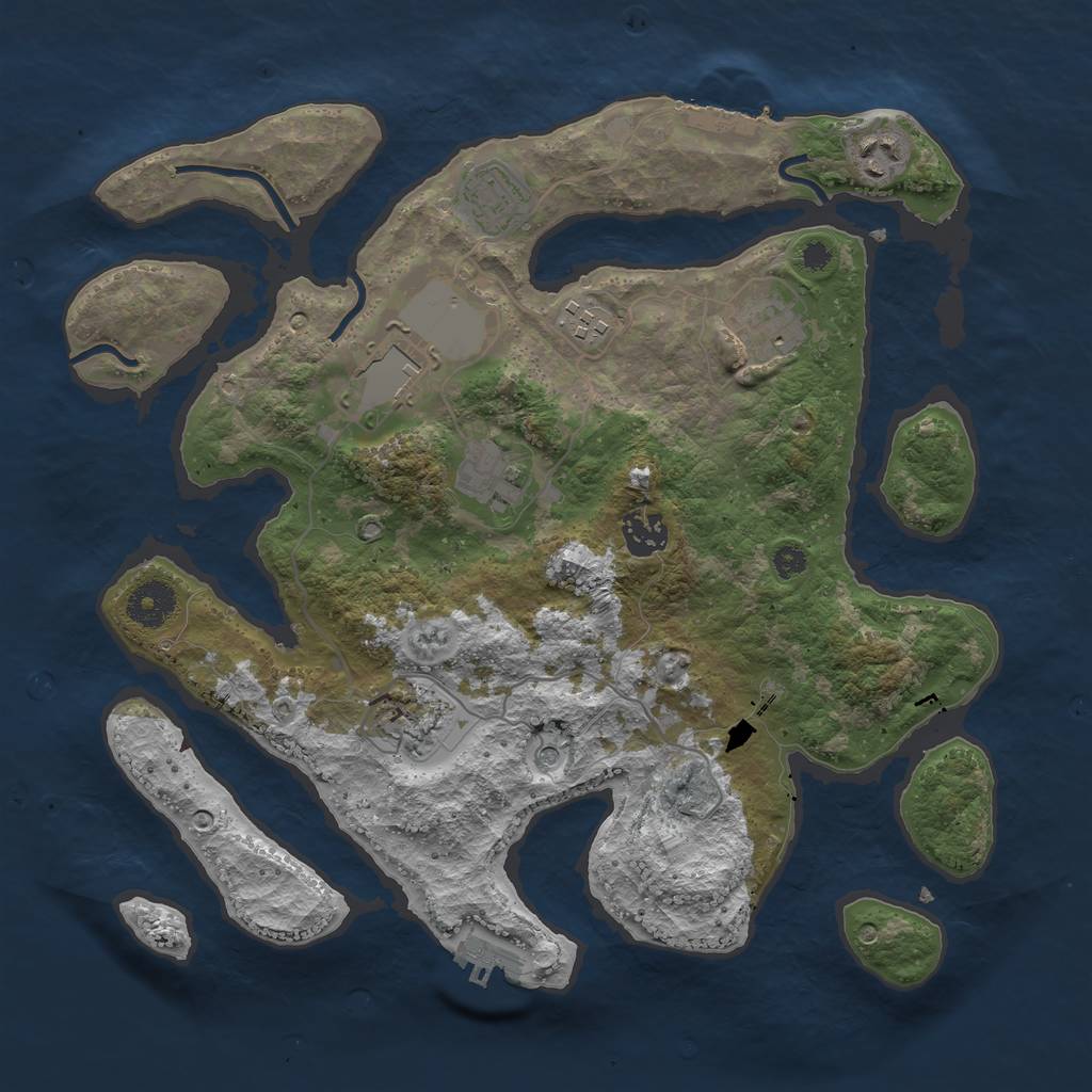 Rust Map: Procedural Map, Size: 3500, Seed: 248147, 13 Monuments