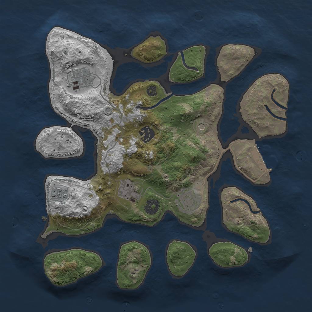 Rust Map: Procedural Map, Size: 3000, Seed: 302354801, 9 Monuments