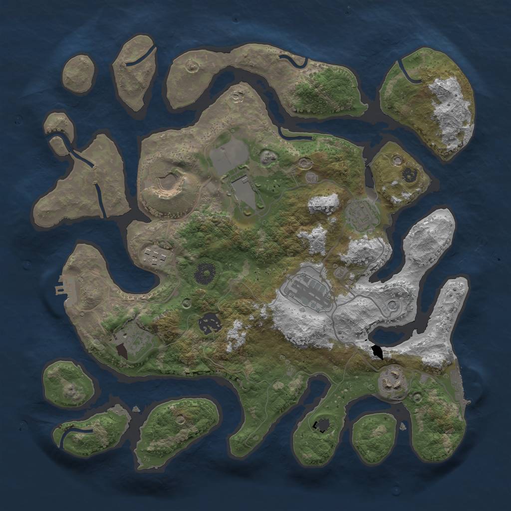 Rust Map: Procedural Map, Size: 3500, Seed: 873657, 13 Monuments