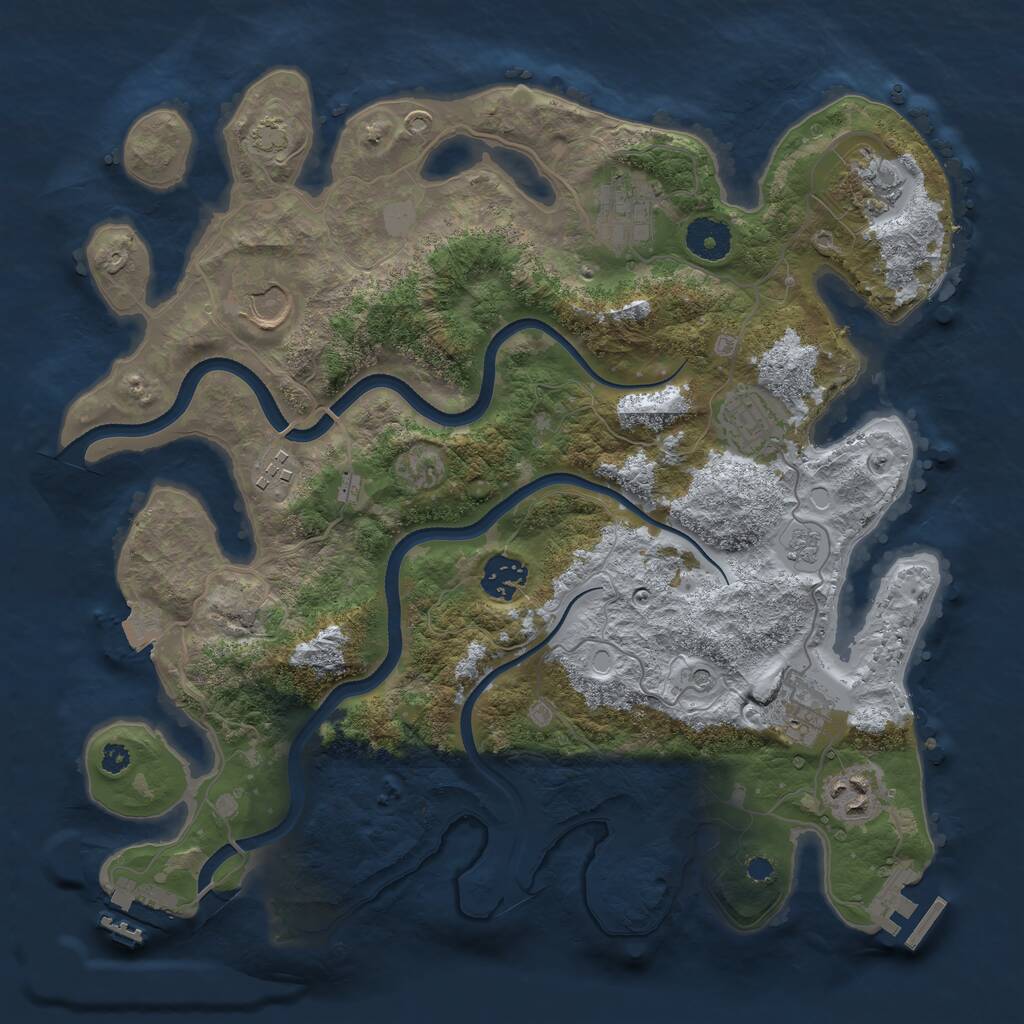 Rust Map: Procedural Map, Size: 3500, Seed: 873657, 14 Monuments