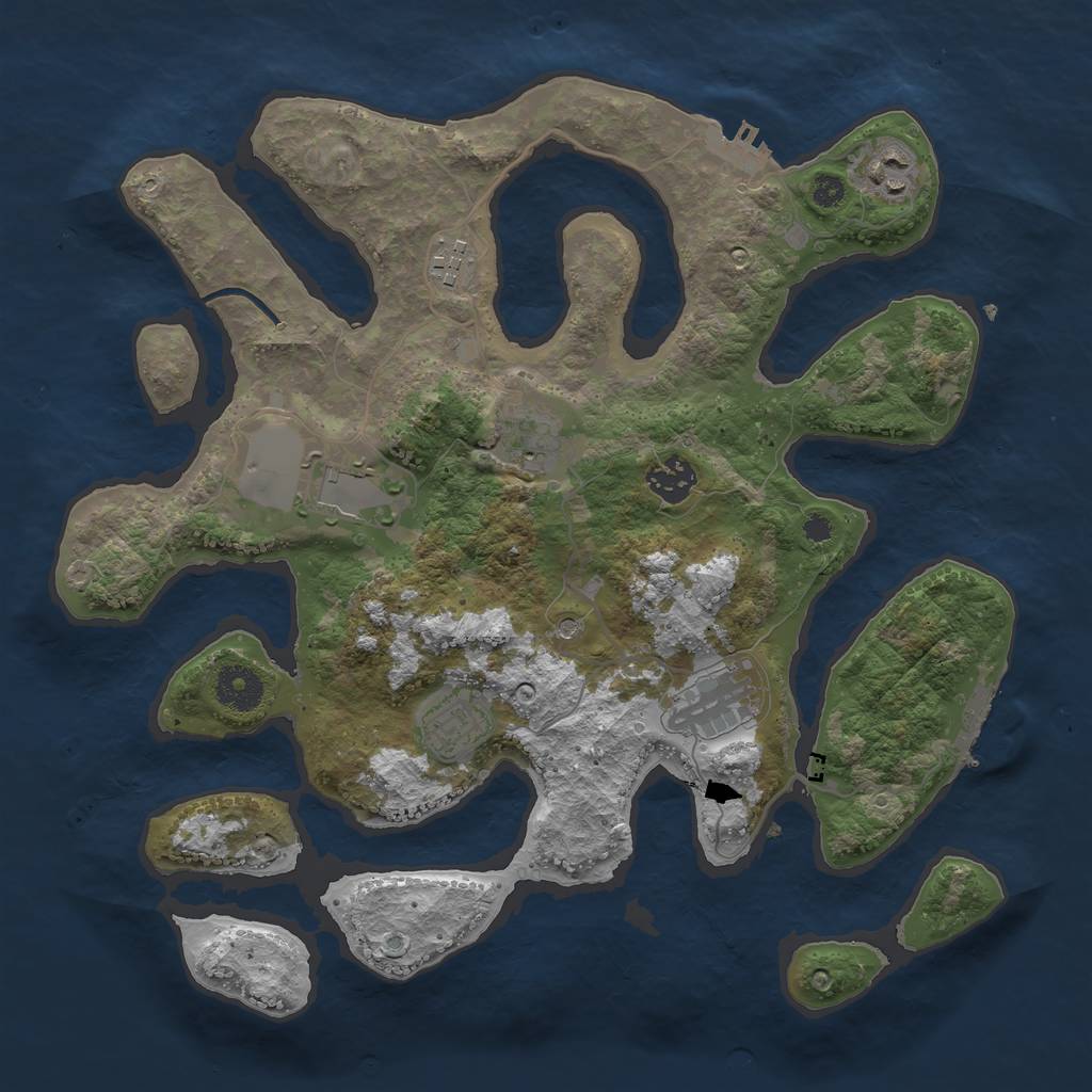 Rust Map: Procedural Map, Size: 3500, Seed: 368924, 12 Monuments